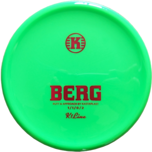 Berg in K1 plastic from Kastaplast. Colour is Lime green with a red stamp.