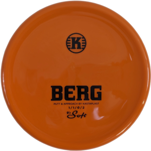 The Berg in K1 Soft Plastic from Kastaplast. The colour is orange with a black stamp.