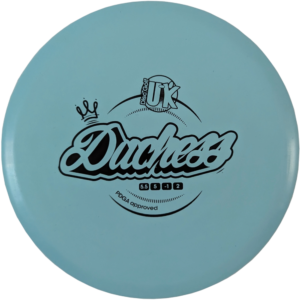 Duchess from Launch Disc Golf UK in Omega plastic. Blue Colour.