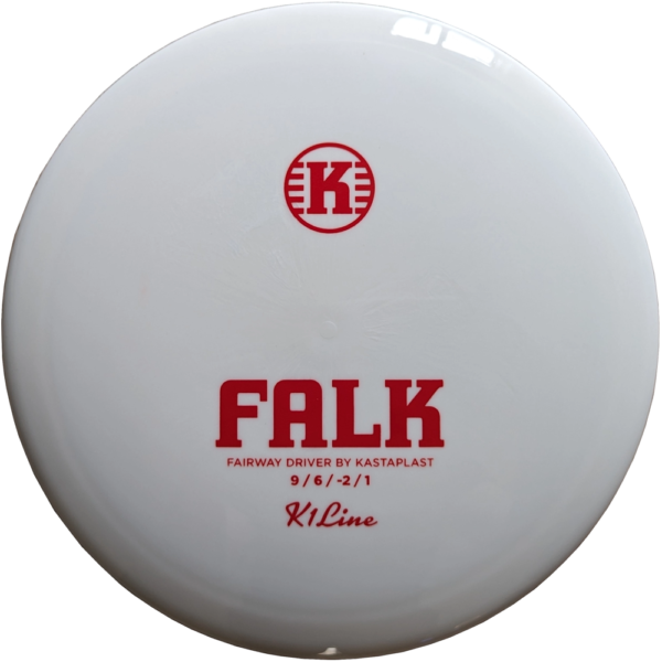 Falk in K1 Plastic from Kastaplast. Colour is white with a red stamp.
