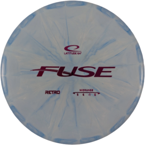 Fuse in Retro Burst plastic from Latitude 64. Colour is Light Blue burst with a Pink stamp.