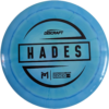 Hades in Mcbeth line ESP plastic from Discraft. Colour is blue with a black stamp.