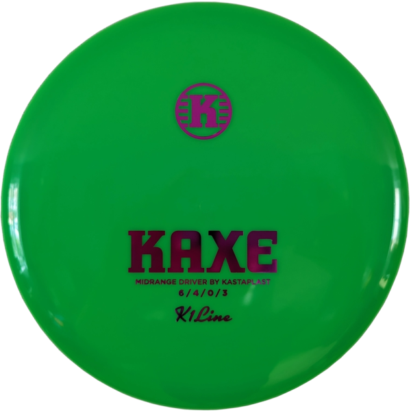 Kaxe in K1 Plastic from Kastaplast. The colour is green with a pink stamp.