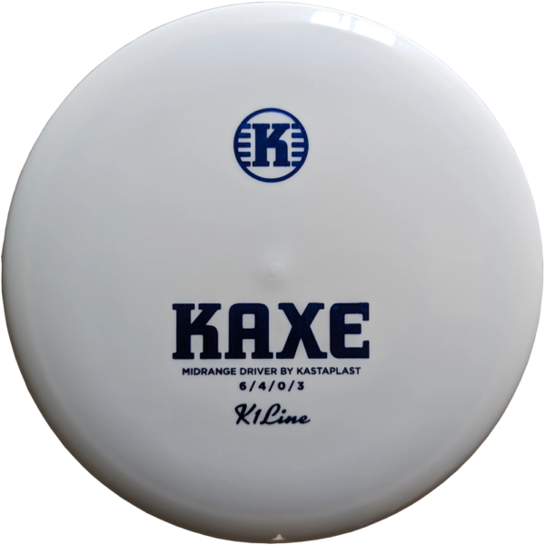 Kaxe in K1 plastic from Kastaplast. The colour is white with a blue stamp.