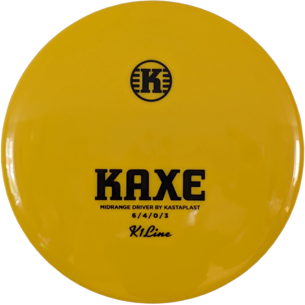 Kaxe in K1 Plastic from Kastaplast. The colour is yellow with a black stamp.