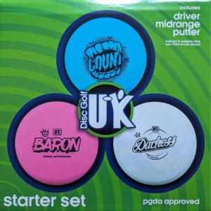 Front of Disc Golf UK Starter Set box.