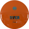 Svea in K1 Plastic from Kastaplast. The colour is Orange with a Silvery-Blue Stamp