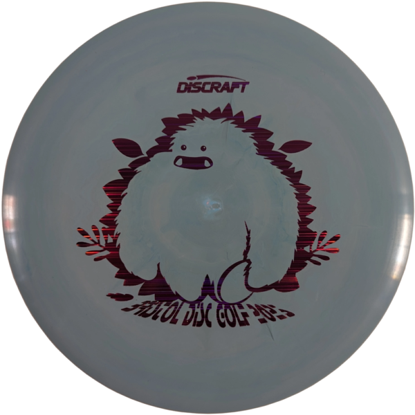 Buzzz in ESP Plastic from Discraft. Custom Yeti/Bristol Disc Golf Stamp. Colour is Light Blue with a Magenta Line Stamp