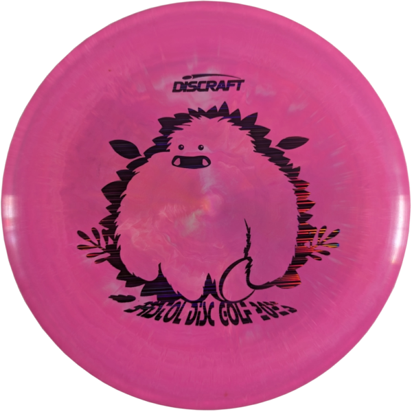 Buzzz in ESP Plastic from Discraft. Custom Yeti/Bristol Disc Golf Stamp. Colour is pink swirl with a Magenta line stamp