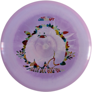 Buzzz in ESP Plastic from Discraft. Custom Yeti/Bristol Disc Golf Stamp. Colour is Pink and Purple swirl with a Poka-dot stamp