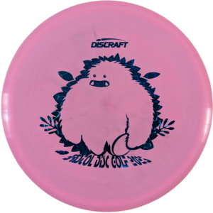 Buzzz in ESP Plastic from Discraft. Custom Yeti/Bristol Disc Golf Stamp. Colour is pink with a blue cell stamp