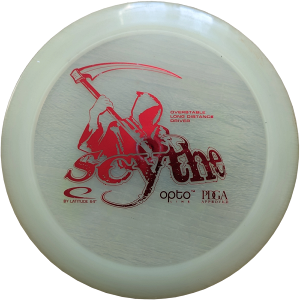 Used 8/10 Scythe in Opto plastic from latitude 64. Colour is white with a red stamp.