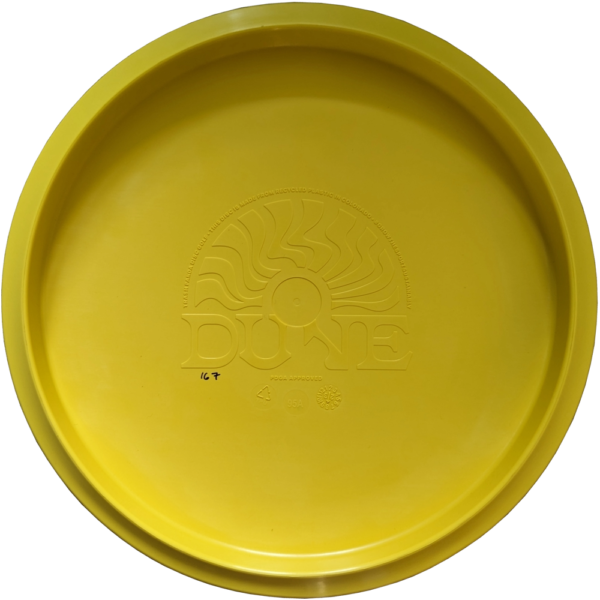 Dune in Premium plastic from Trash Panda. Colour is Yellow and show stamp embedded into bottom plastic of the disc.