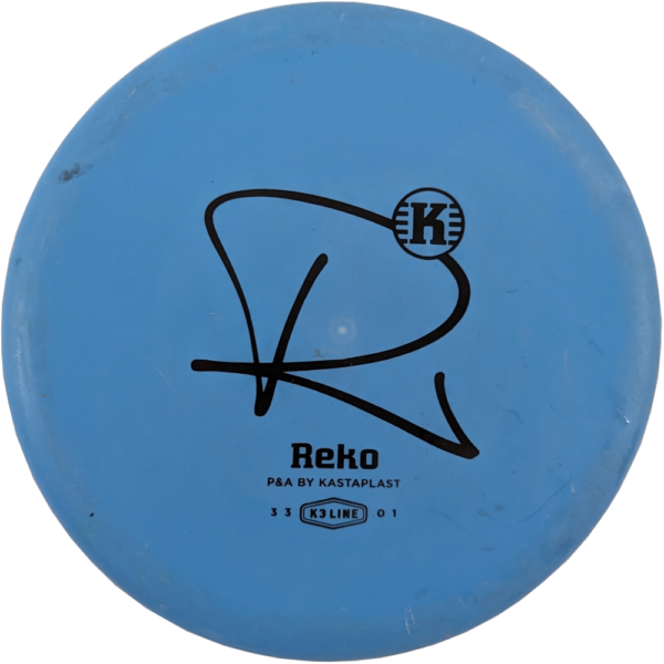 Used 7/10 Reko in K3 plastic from Kastaplast. Colour is blue with a black stamp.