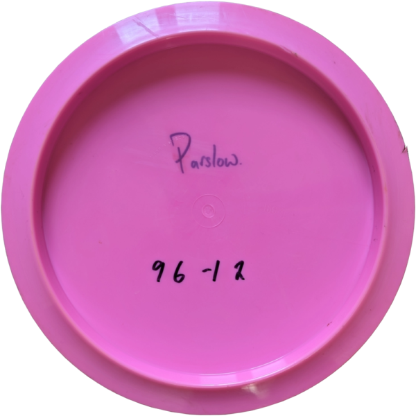 Back of used 7/10 SPZ3 in gold plastic from latitude 64. Pink.