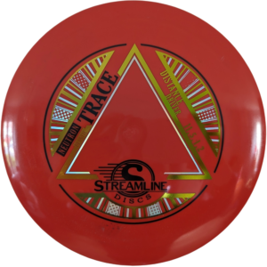 Trace in Neutron plastic from Streamline discs. Colour is red with a Silver and Gold stamp.