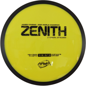 Zenith in Neutron plastic from MVP/ Colour is yellow with a black stamp and rim.