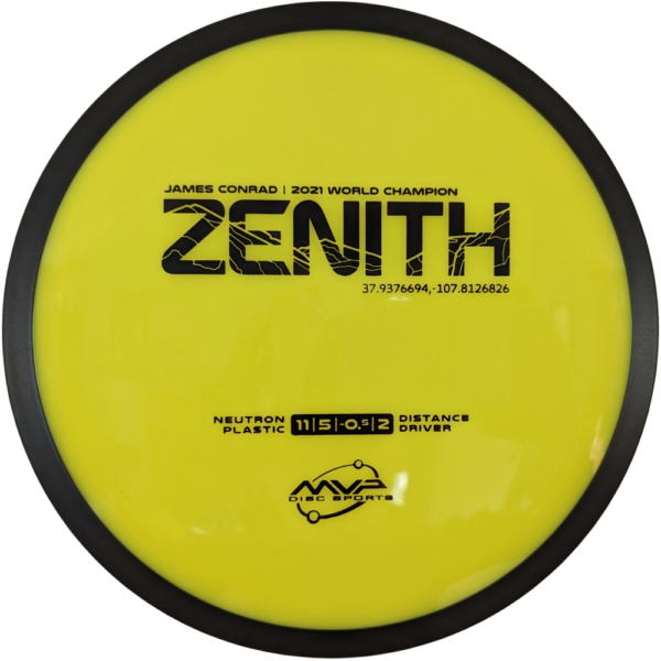 Zenith in Neutron plastic from MVP/ Colour is yellow with a black stamp and rim.