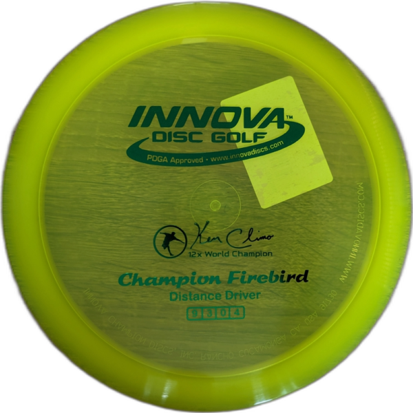 Champion Firebird from Innova. Colour is yellow with green stamp.