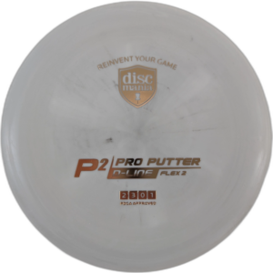 D-Line Flex 2 P2 from Discmania. Colour is Grey with a Gold Stamp.