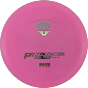 D-Line Flex 2 P2 from Discmania. Colour is Pink with a Gold Stamp.