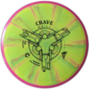cosmic neutron Crave from Axiom discs. Colour is yellow and pink burst with a pink rim and a black stamp.