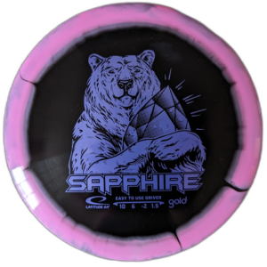 Gold Orbit Sapphire with Inverted Stamp. Colour is Black with Pink Rim and Lilac Stamp.