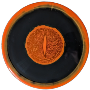 Fuzion Raptor Eye Sockibomb Slammer from Dynamic Discs. Colour is Orange and Black.