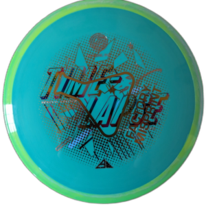 Neutron Factory Misprint Time-Lapse from Axiom Discs. Colour is Neon Teal Yellow/Green with a Green Swirly Rim.