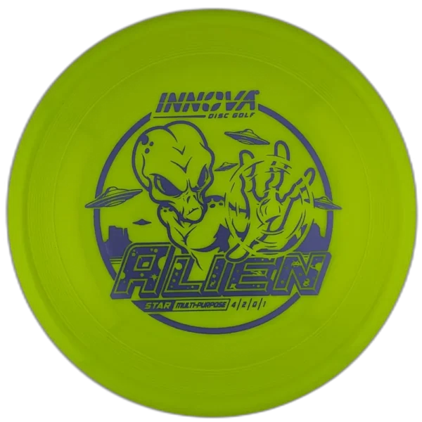 Star Alien from Innova. Colour is Yellow with Purple Stamp.