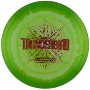 Halo Star Thunderbird from Innova. Yellow with Green Rim and a Red Stamp, 169g
