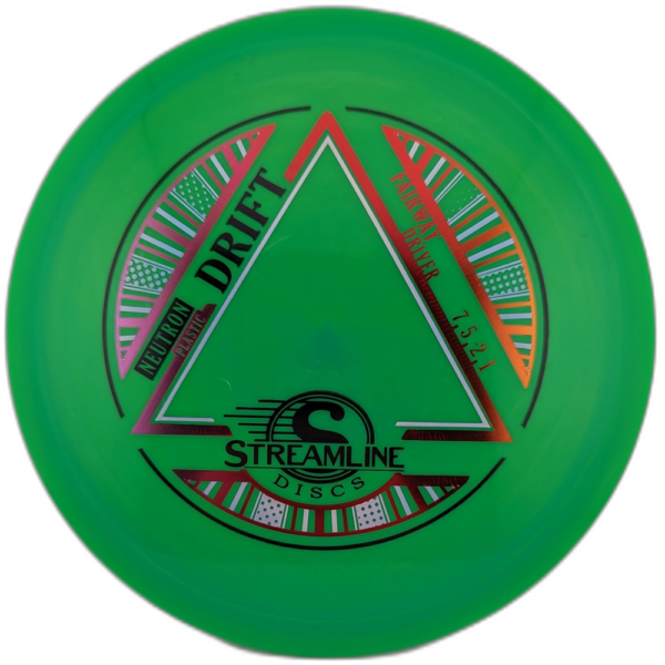 Neutron Drift from Streamline Discs. Colour is Green with a Red Stamp.