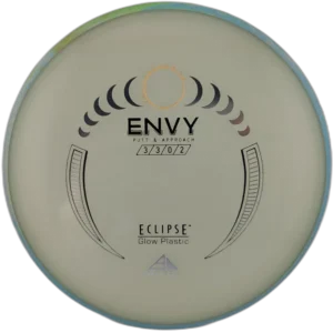 Eclipse Envy from Axiom Discs. Glow plastic with Green and Blue Swirly Rim