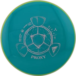 Neutron Proxy from Axiom DIscs. Teal with Green Rim.
