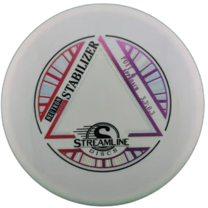 Neutron Stabilizer from Streamline Discs. White with red and purple stamp.
