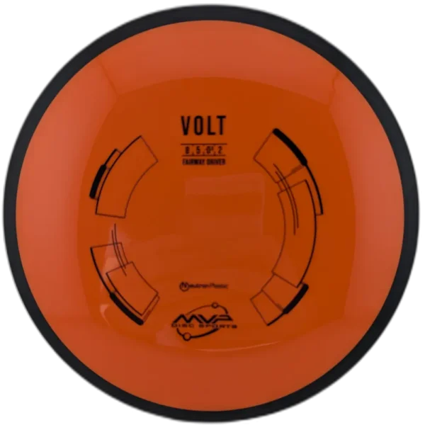 Neutron Volt from MVP. Slightly Darker Orange with Black Rim.