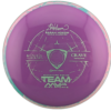 Neutron Crave from Axiom Discs. Purple with Teal and Pink Swirly Rim.