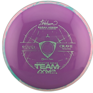 Neutron Crave from Axiom Discs. Purple with Teal and Pink Swirly Rim.