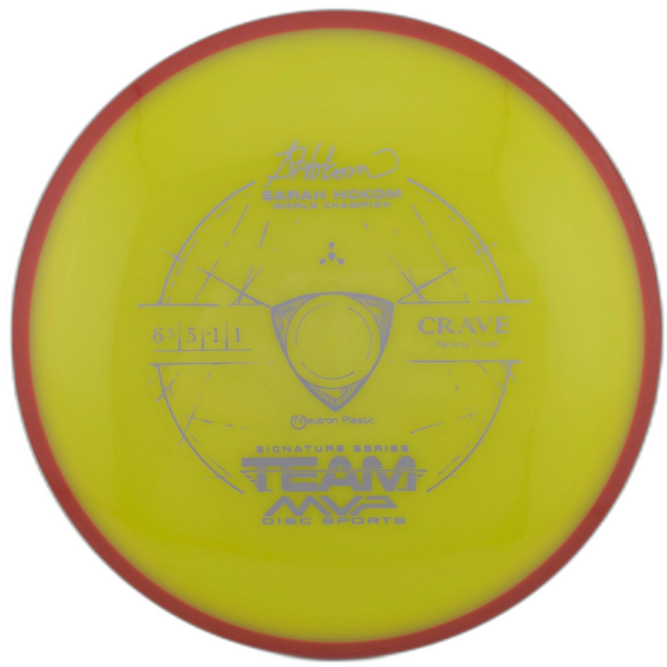 Neutron Crave from Axiom Discs. Yellow with Red Rim.