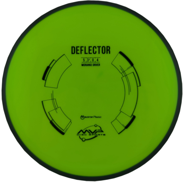 Neutron Deflector from MVP Discs Sports. Neon Green/yellow with Black rim.