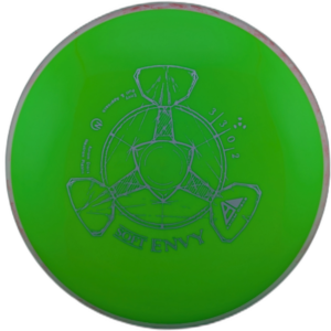 Neutron Soft Envy from Axiom Discs. Neon Green with Pink and White Swirl Rim.