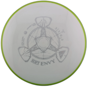 Neutron Soft Envy from Axiom Discs. White with Yellow and Orange Swirl Rim.