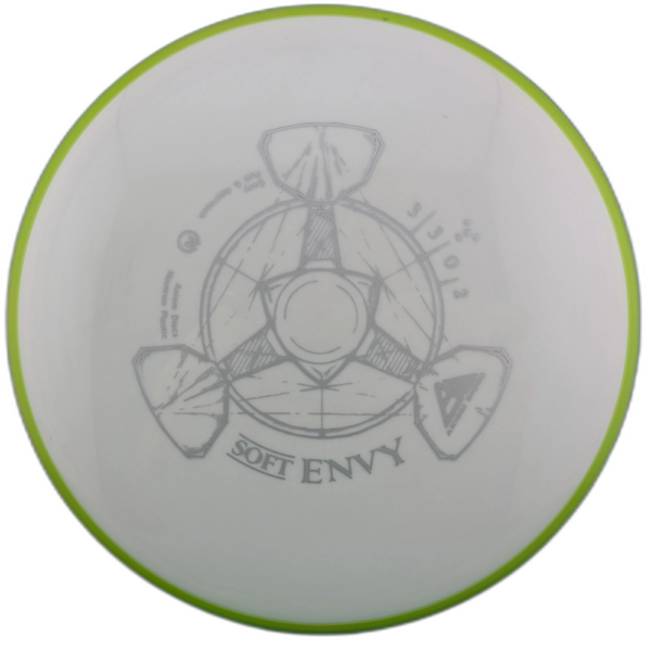 Neutron Soft Envy from Axiom Discs. White with Yellow and Orange Swirl Rim.