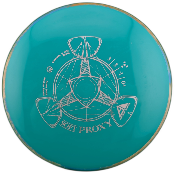 Neutron Soft Proxy from Axiom Discs. Turquoise with a Orange, White and Blue Swirly Rim.