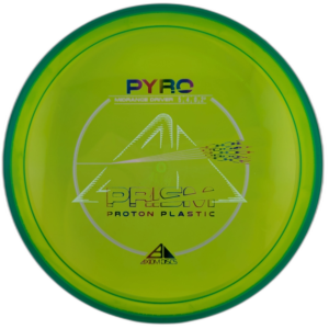 Proton Prism Pyro from Axiom Discs. Green with Dark Green Rim.