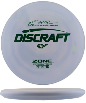 Discraft Zone ESP. Pale Blue Swirls with Green Stamp, 173g