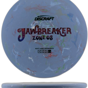Discraft Zone OS Jawbreaker. Light Blue with White, Pink, Blue and Green Flakes, and Rainbow Stamp, 173-174g