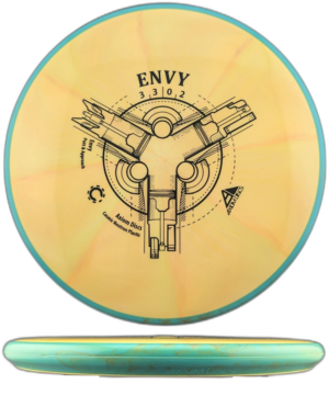 Axiom Discs Envy Cosmic Neutron. Orange and Yellow Burst with Teal and Orange Swirly Rim, 172g