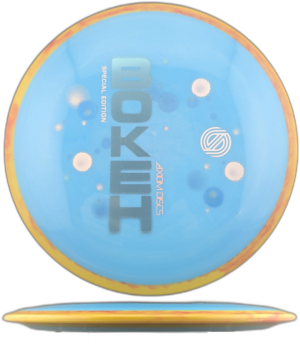 Axiom Discs Bokeh Neutron Special Edition. Light Blue with Yellow and Red Swirly Rim, 173g