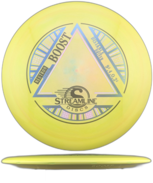Streamline Discs Boost Neutron. Chartreuse Swirls with Blue and Turquoise Stamp, 173g